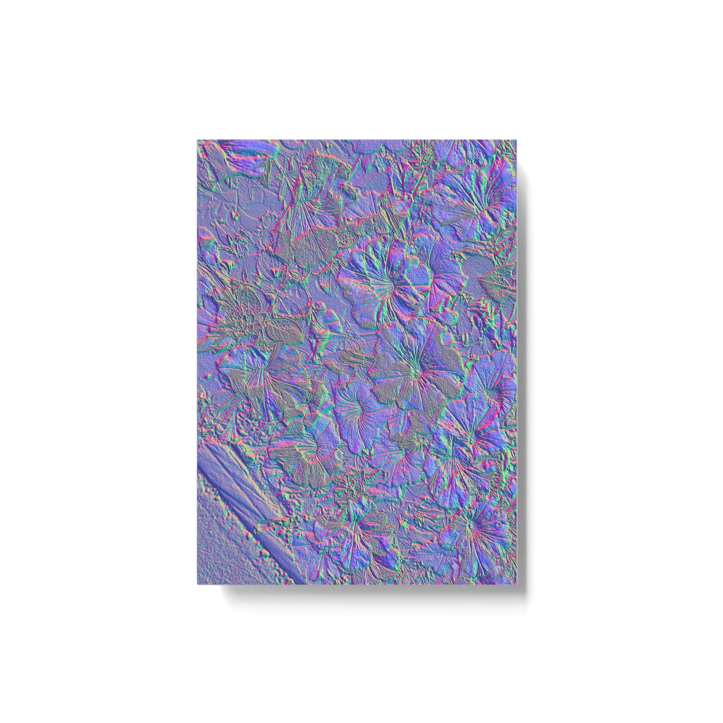 Hardbound Journal 36: Pretty Electric Blue Green Purple Flower Motif of June 17 2022