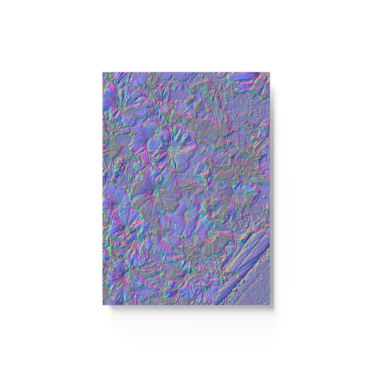 Hardbound Journal 36: Pretty Electric Blue Green Purple Flower Motif of June 17 2022