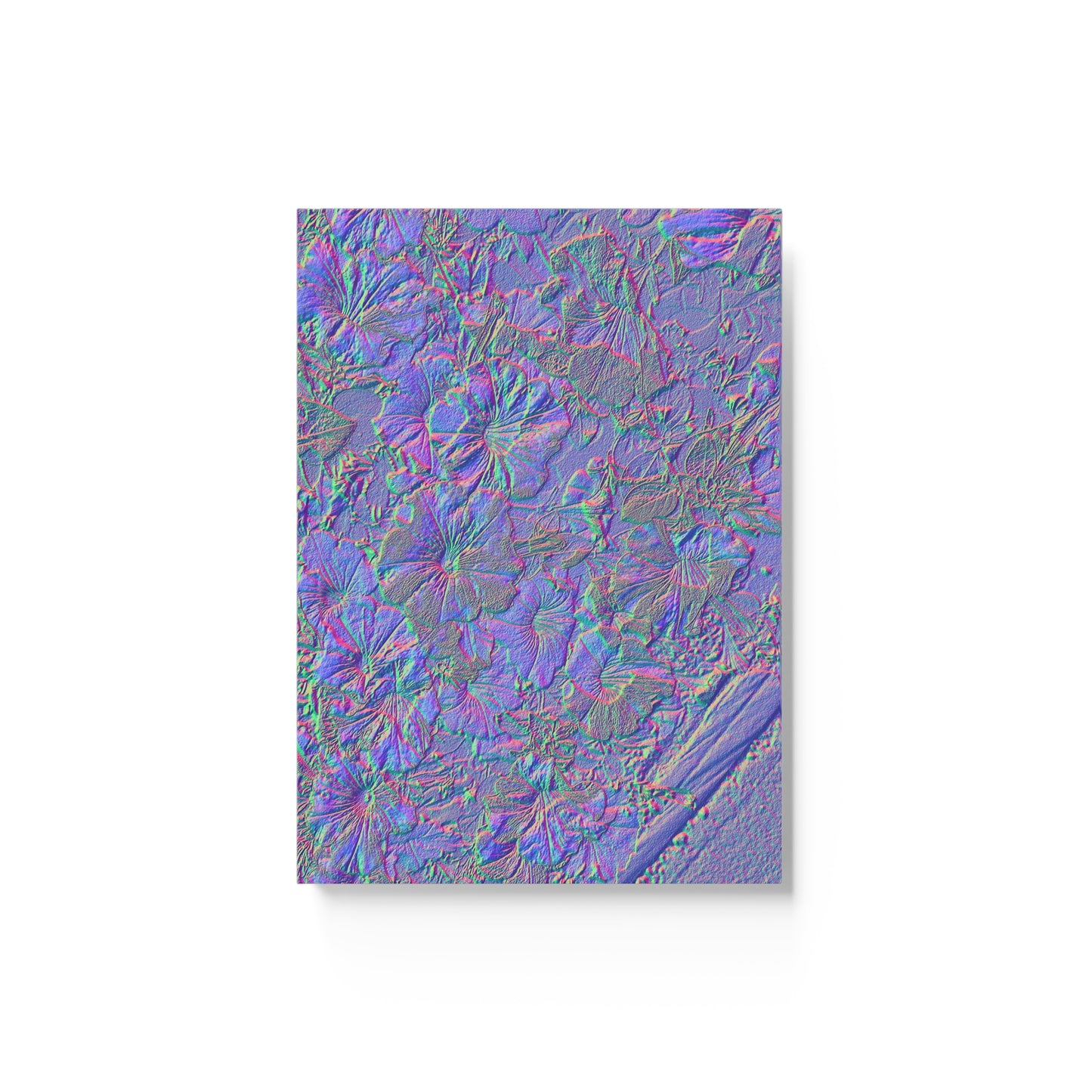 Hardbound Journal 36: Pretty Electric Blue Green Purple Flower Motif of June 17 2022