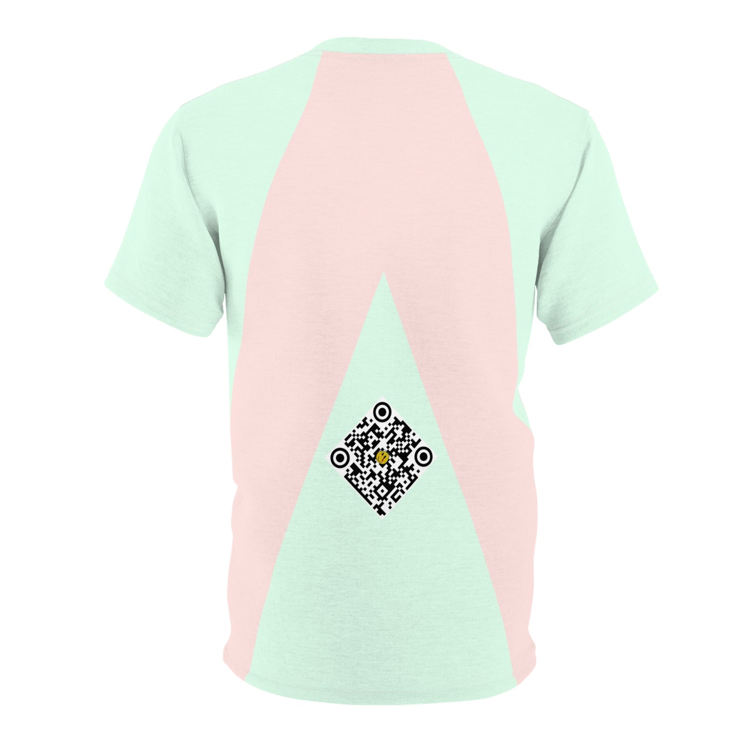 Pastel Summer 2022 Tee 01: Pale Green & Peach Geometry with Carnation Graphic Epaulettes