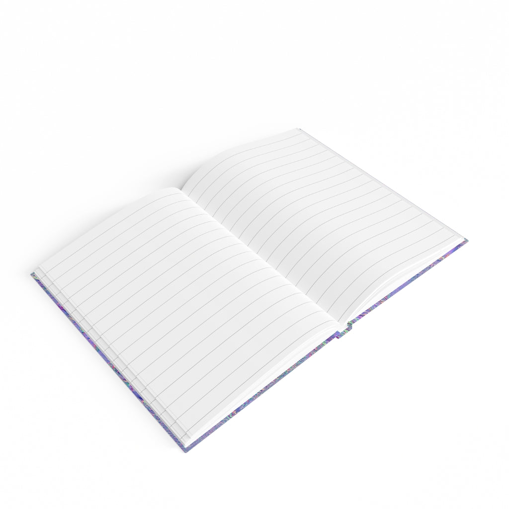 Hardbound Journal 36: Pretty Electric Blue Green Purple Flower Motif of June 17 2022