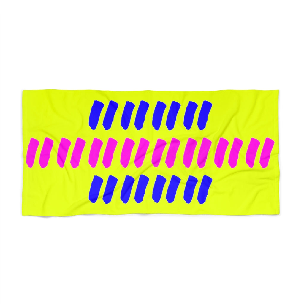 Bright Yellow Pink Blue Dash Pattern Beach Towels Summer 2022!