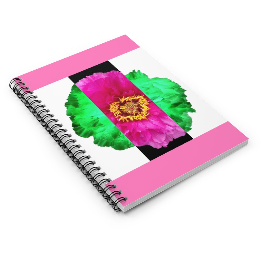 Spiral Notebook 23: Pretty Pink With Pop Art Striped Flower!