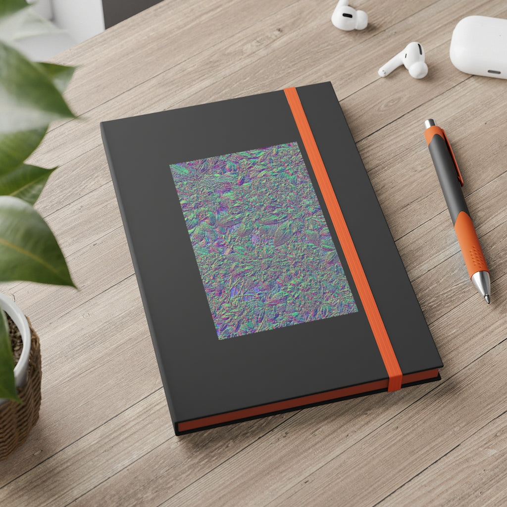 Color-Contrast Ruled Notebook With Metallic Floral Design Cover Color