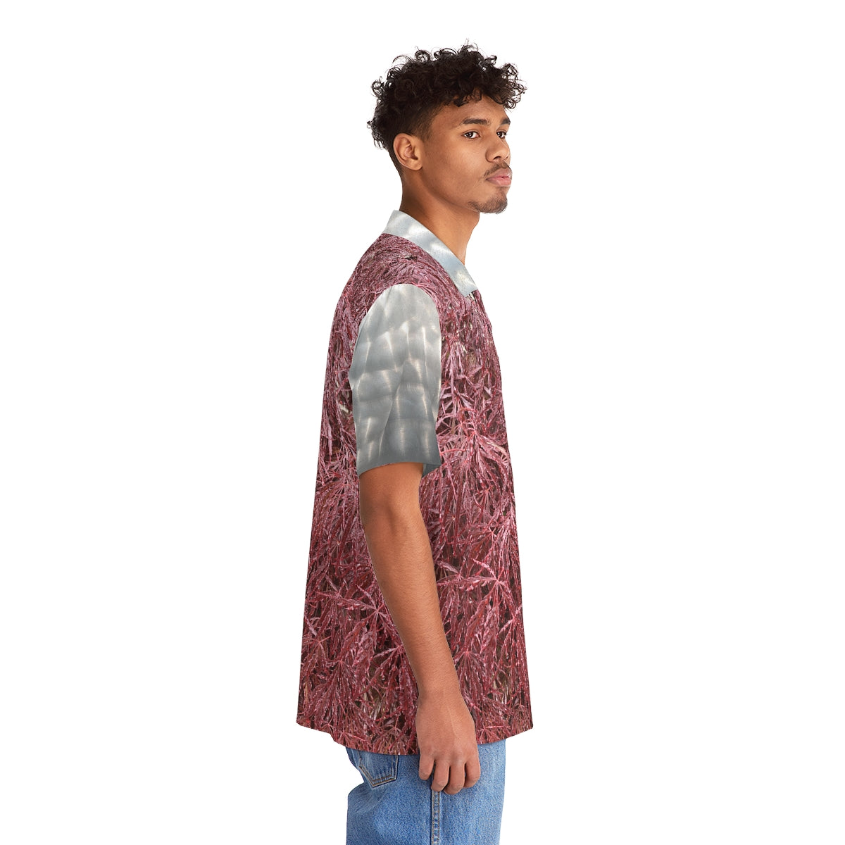 Hawaiian Shirt 02: Mystic Sanguine Foliage with Circular Brushed Steel Accents!