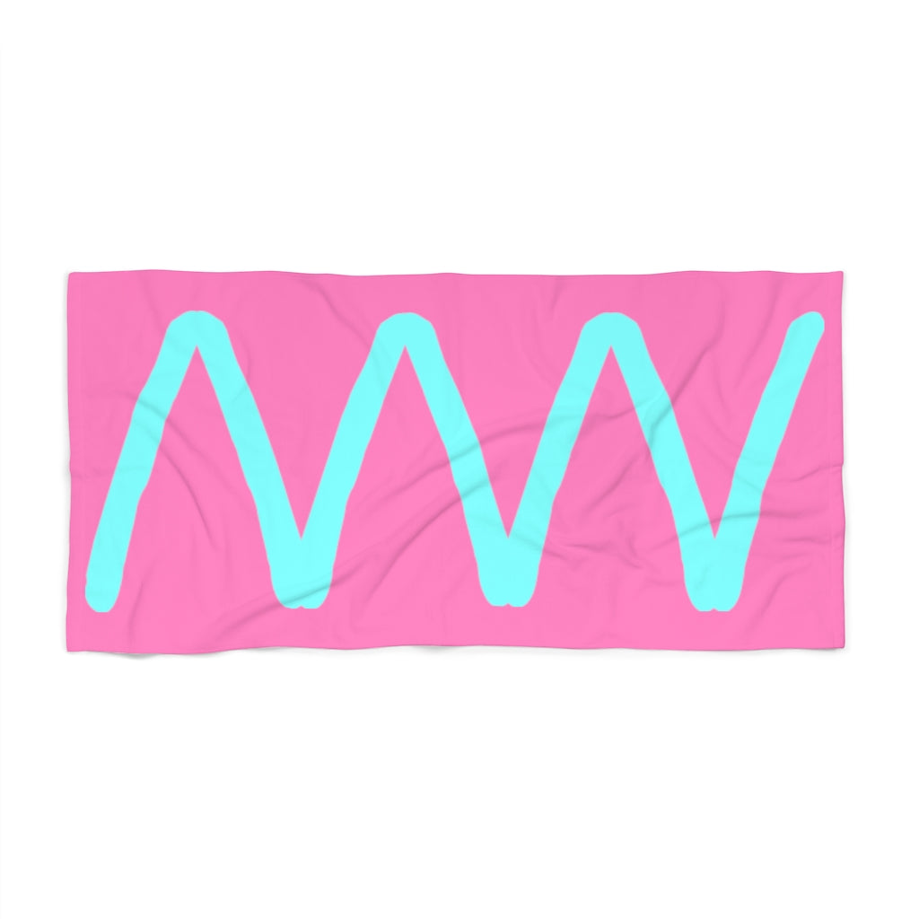 Cool Pink Beach Towel Abstract Blue Wave Summer 2022