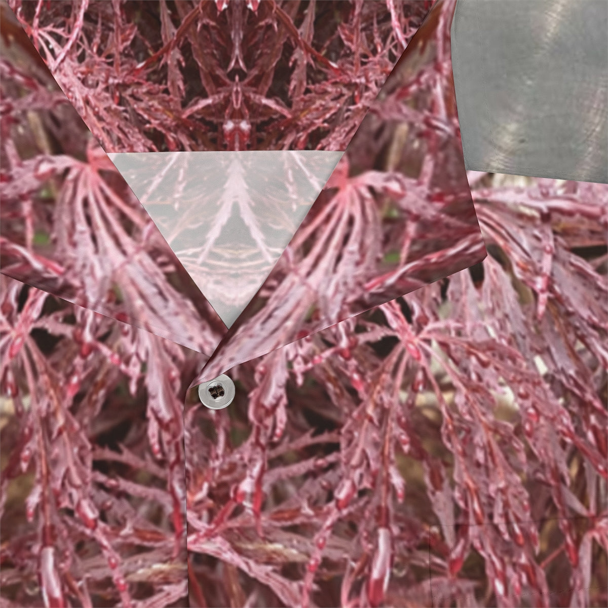 Hawaiian Shirt 02: Mystic Sanguine Foliage with Circular Brushed Steel Accents!