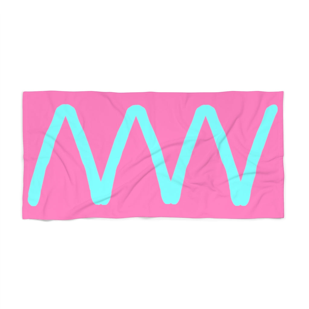 Cool Pink Beach Towel Abstract Blue Wave Summer 2022