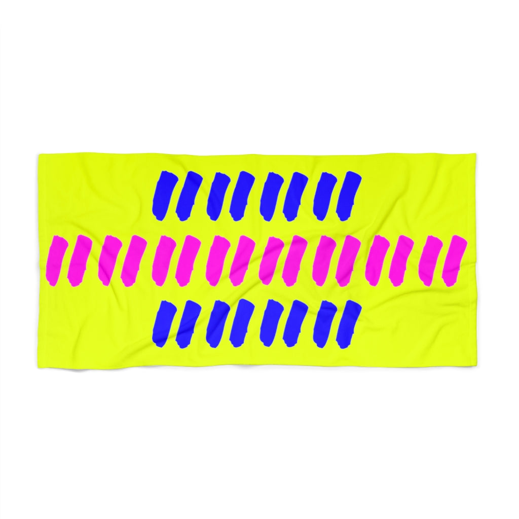 Bright Yellow Pink Blue Dash Pattern Beach Towels Summer 2022!