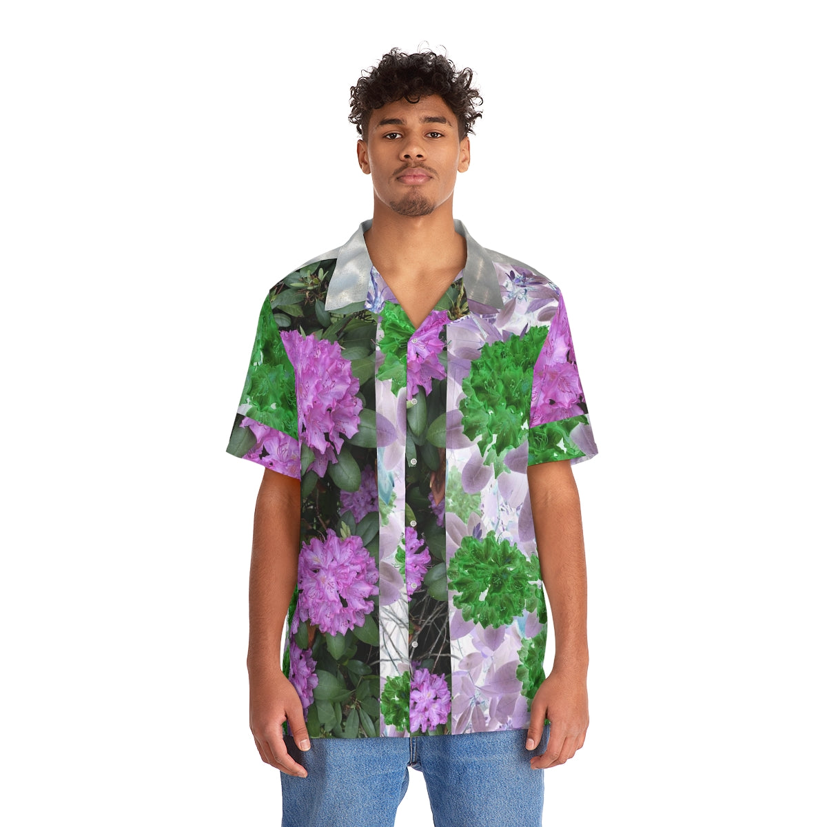 Hawaiian Shirt 05: Striped Tropical Cyberpunk Style