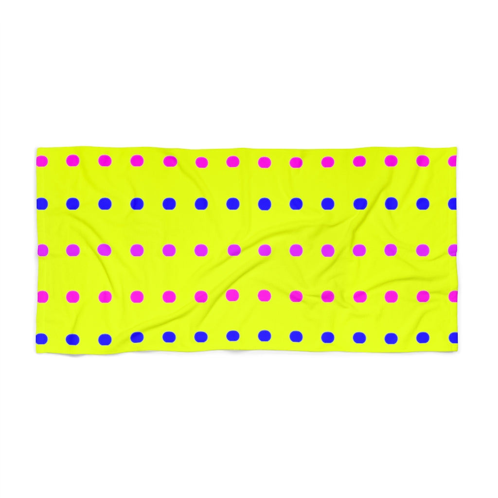 Bright Yellow with Blue, Pink, and Purple Dots Beach Towels Summer 2022!
