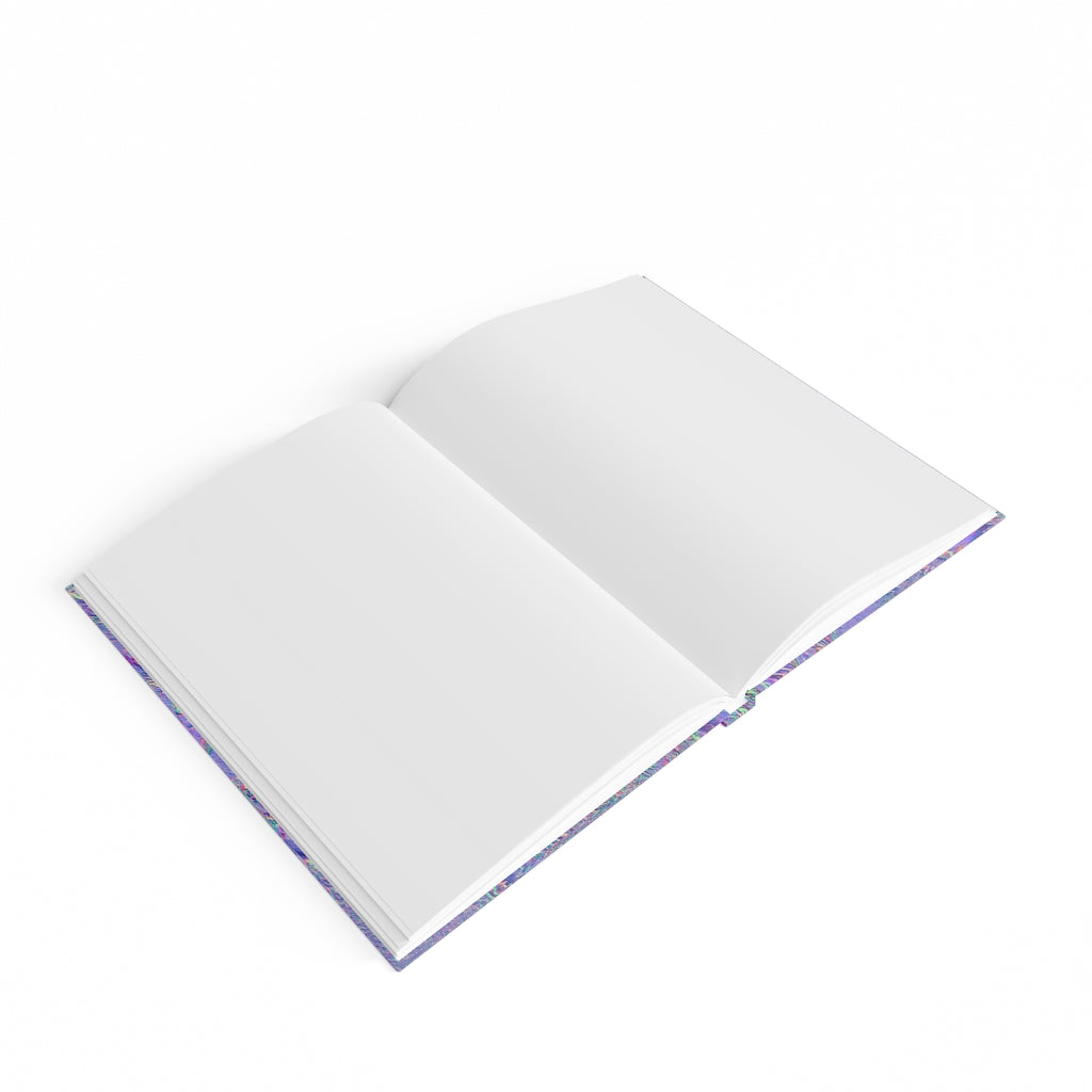 Hardbound Journal 36: Pretty Electric Blue Green Purple Flower Motif of June 17 2022