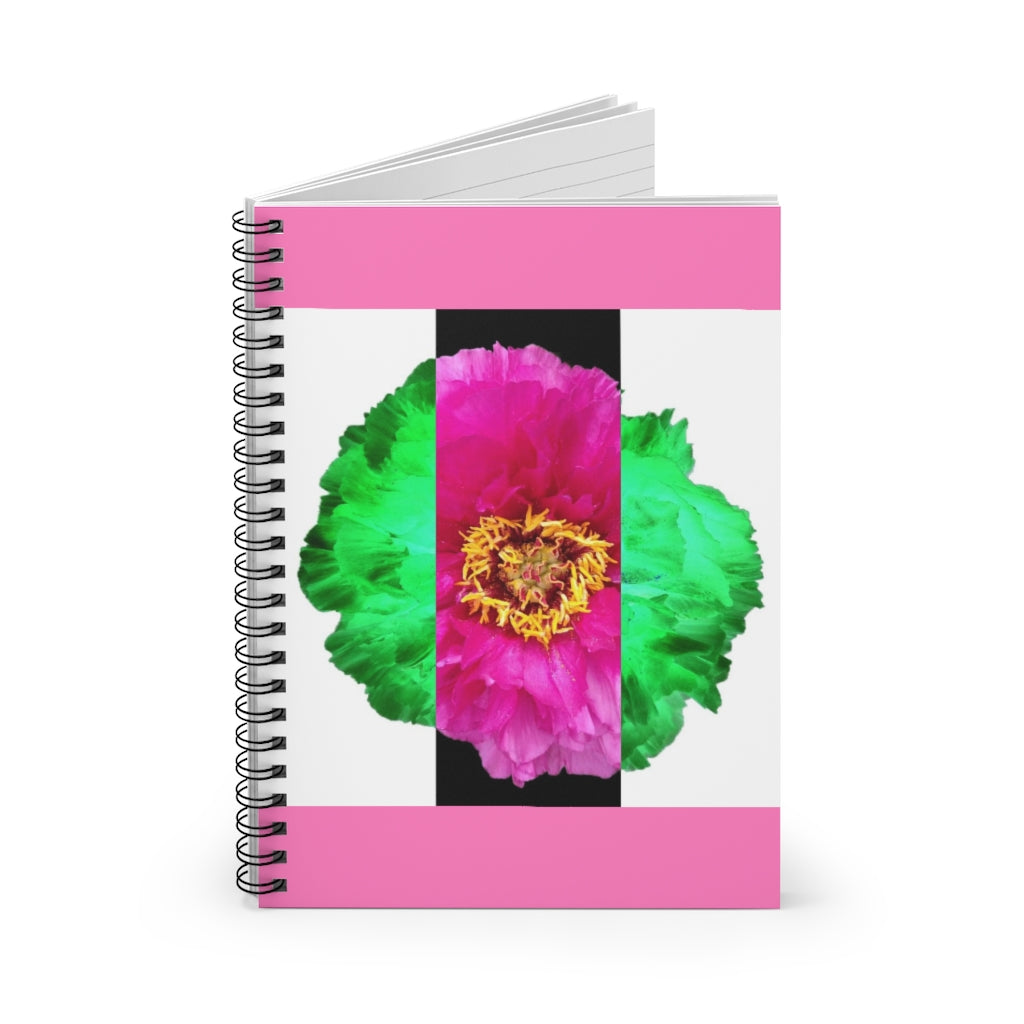 Spiral Notebook 23: Pretty Pink With Pop Art Striped Flower!