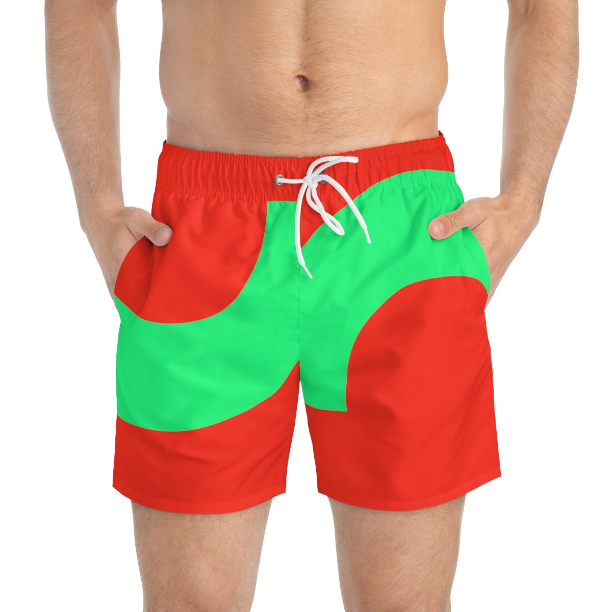 Red Green Geometric Summer 2022 Swimming Trunks!