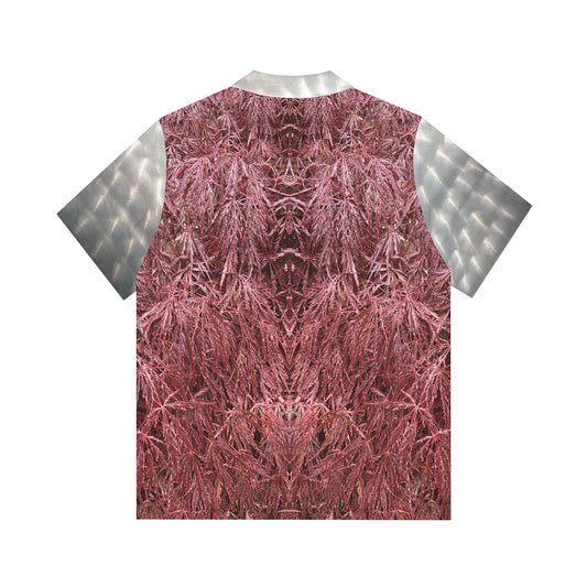 Hawaiian Shirt 02: Mystic Sanguine Foliage with Circular Brushed Steel Accents!