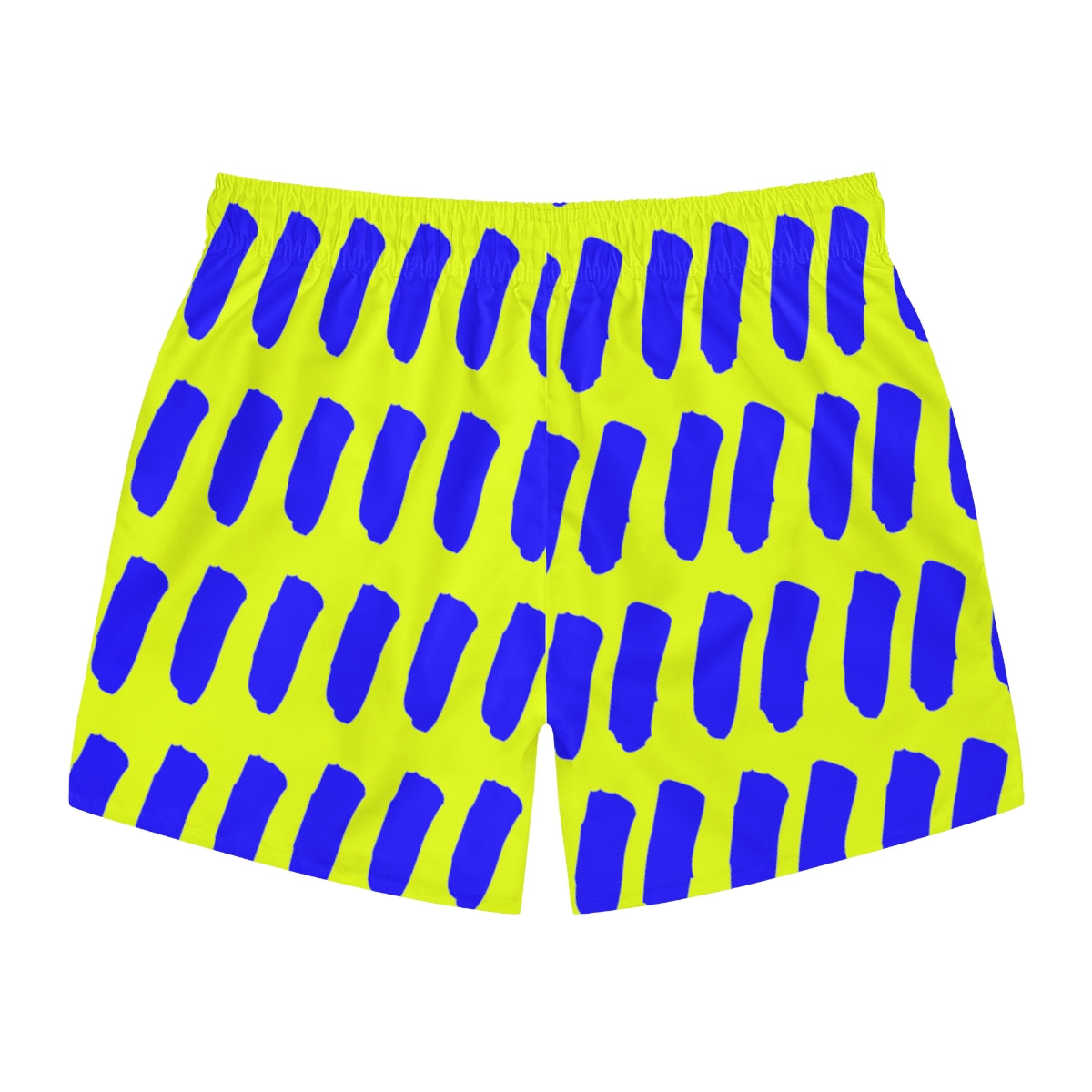 Fluorescent Yellow Summer 2022 Swimming Trunks with Blue Dashes!