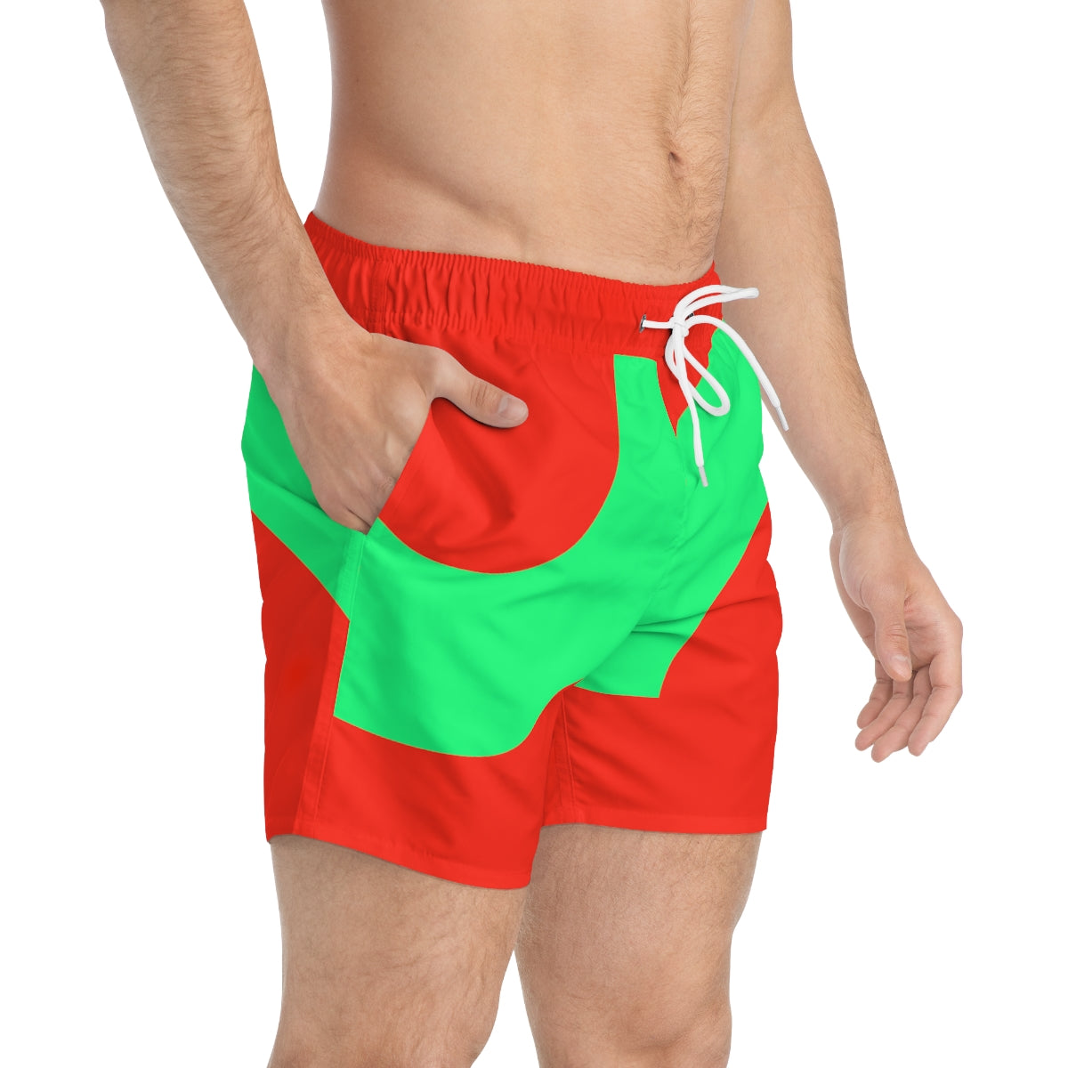 Red Green Geometric Summer 2022 Swimming Trunks!