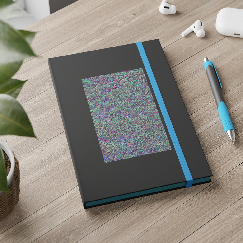 Color-Contrast Ruled Notebook With Metallic Floral Design Cover Color