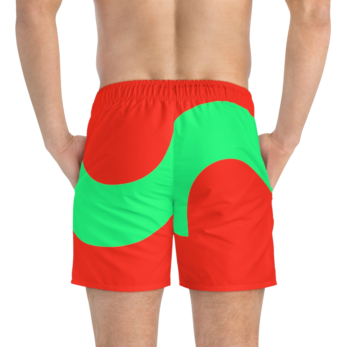 Red Green Geometric Summer 2022 Swimming Trunks!
