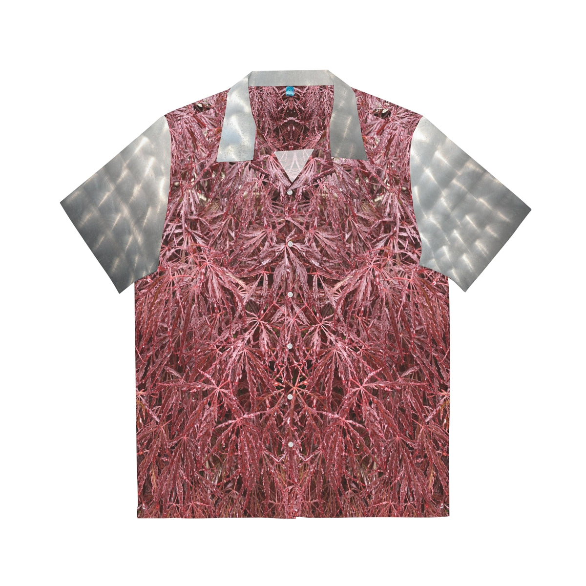Hawaiian Shirt 02: Mystic Sanguine Foliage with Circular Brushed Steel Accents!