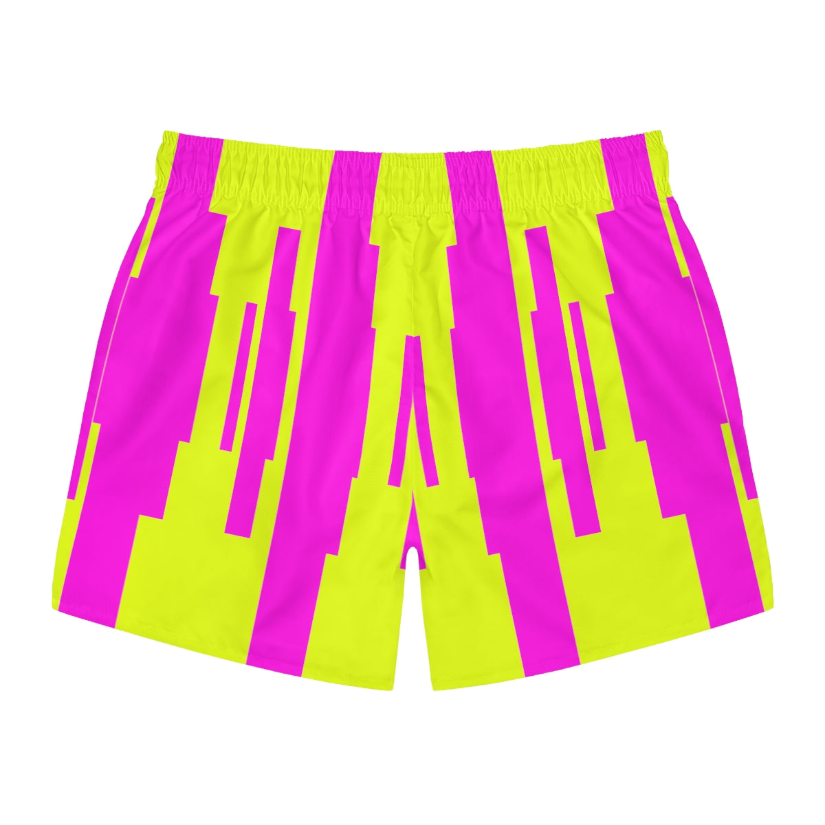 Geometric Fluorescent Yellow And Pink Summer 2022 Swimming Trunks!
