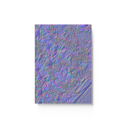 Hardbound Journal 36: Pretty Electric Blue Green Purple Flower Motif of June 17 2022
