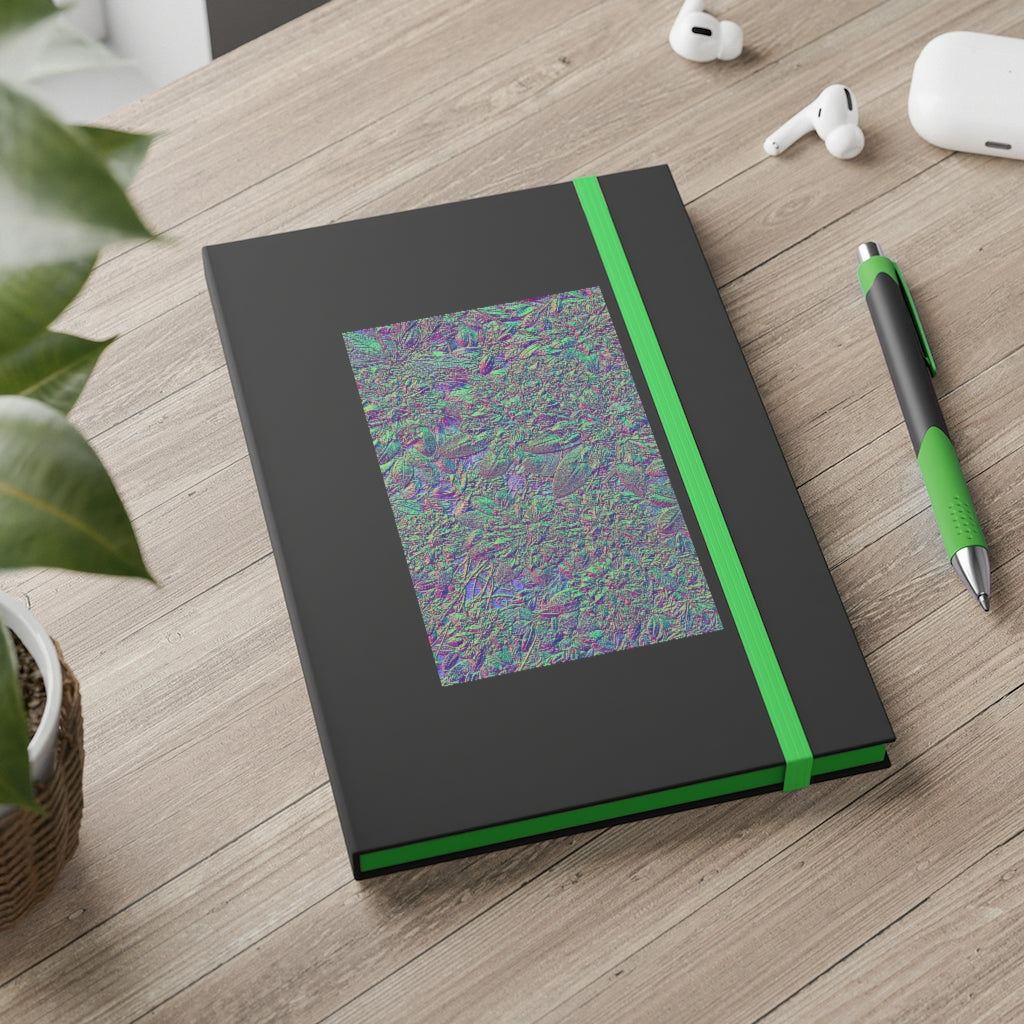 Color-Contrast Ruled Notebook With Metallic Floral Design Cover Color