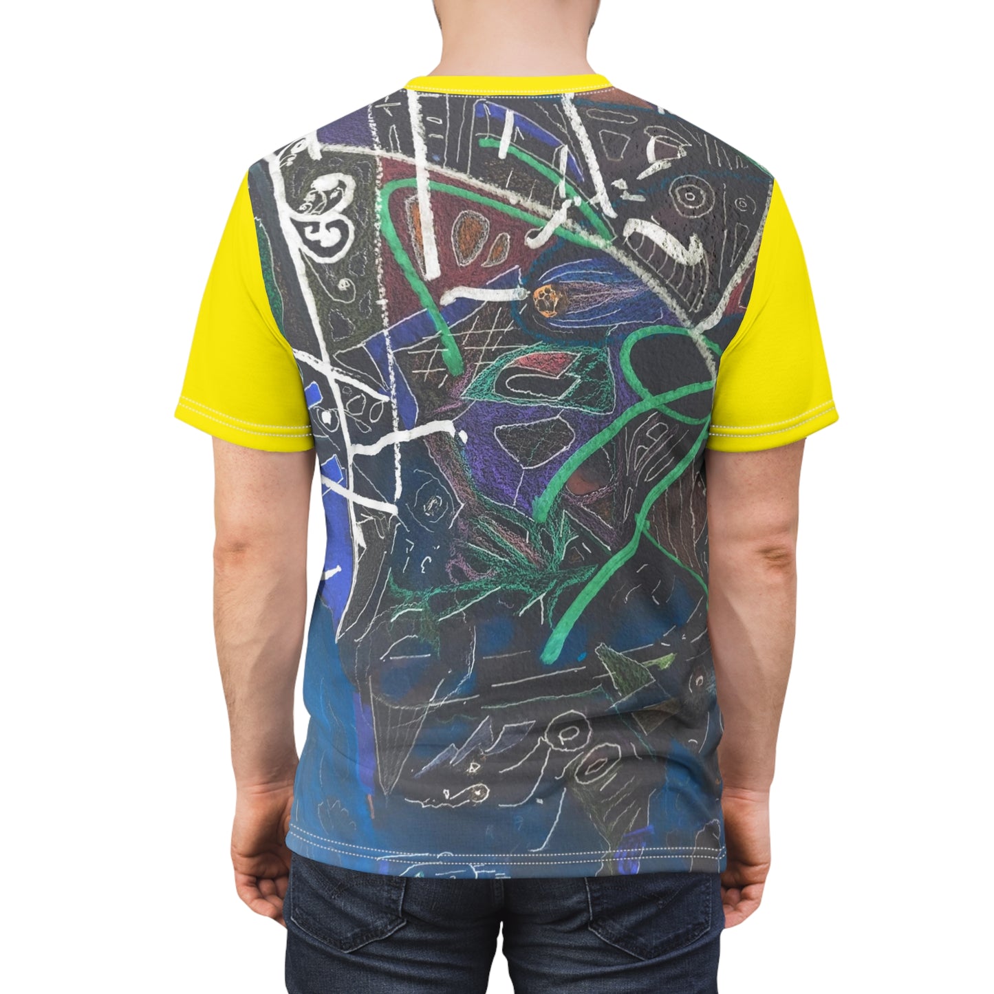 Cyberpunk Tee 02: Neon Yellow Sleeves And a Whale in Dark Waters Summer 2022