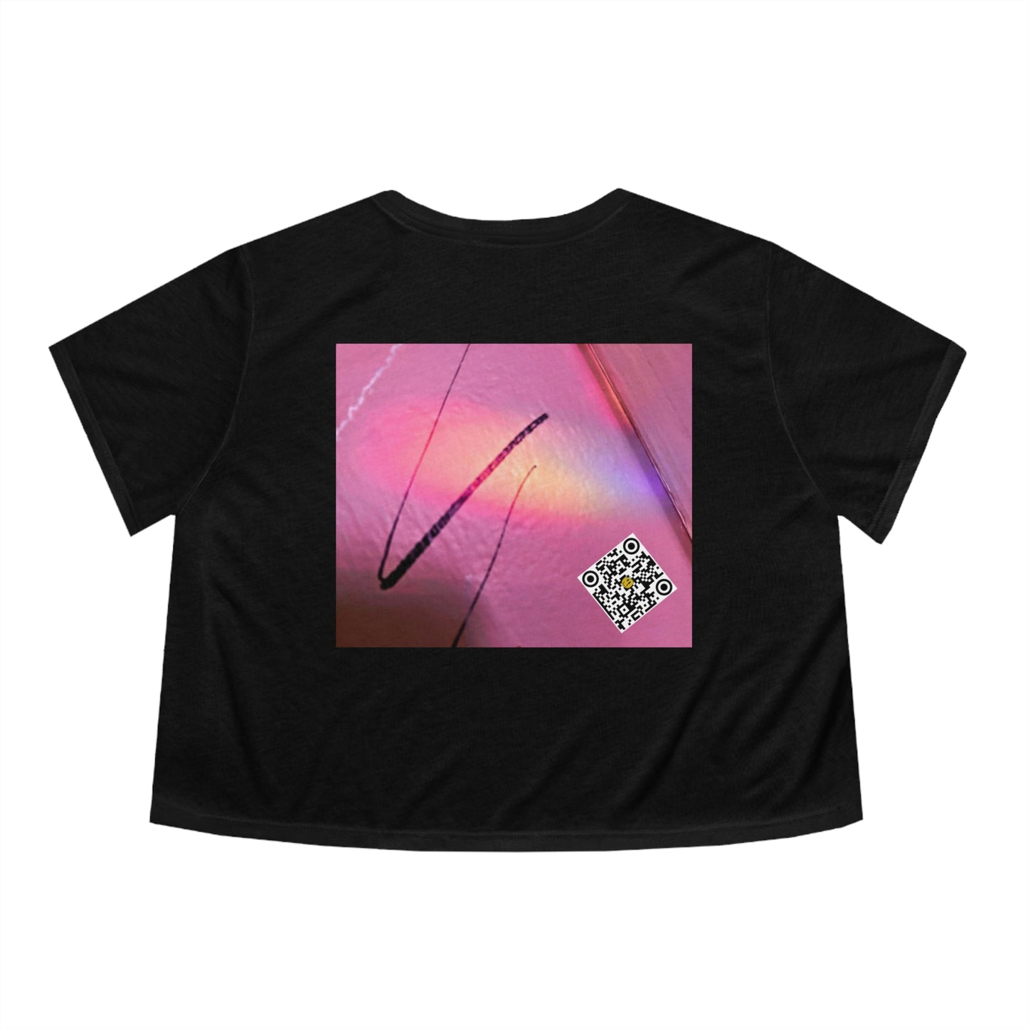 Flowy Cropped Tee 01: Pop Art Flower Striped Black Summer 2022 Attitude
