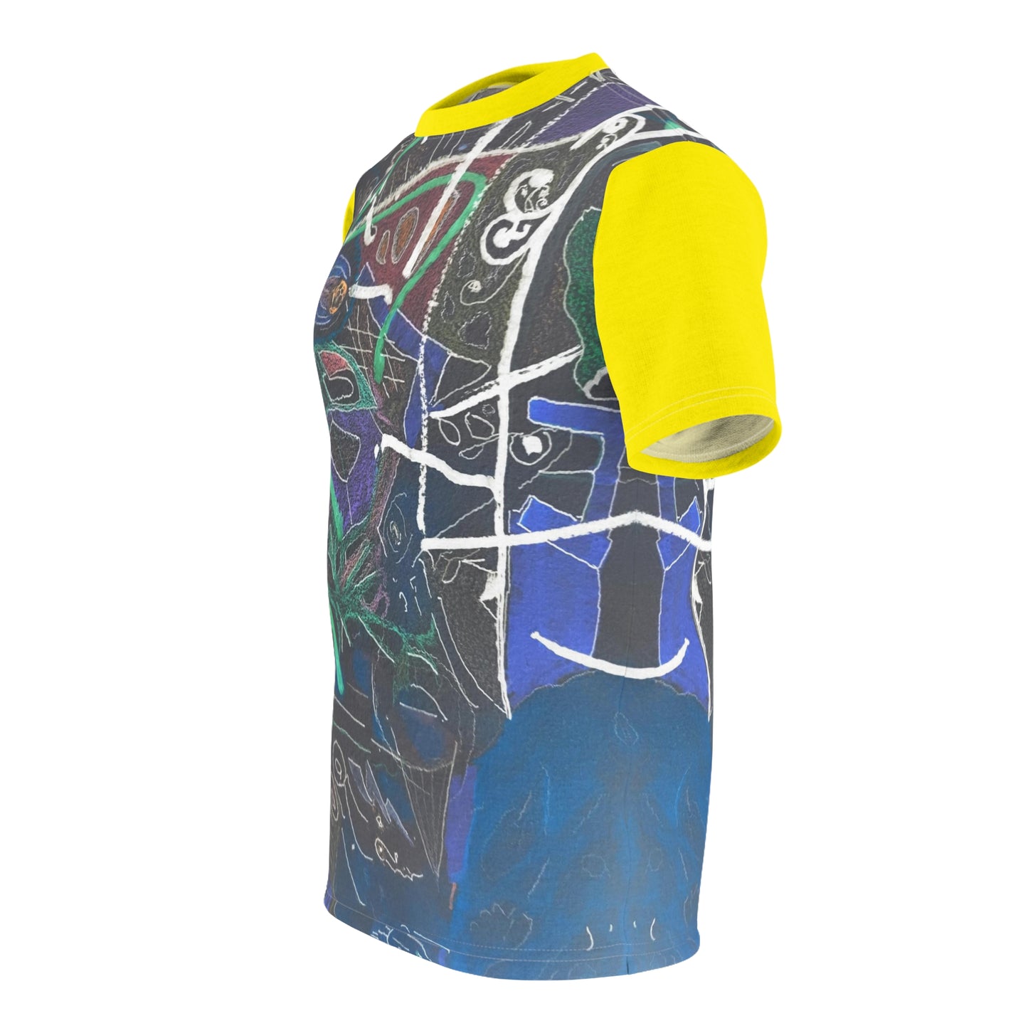 Cyberpunk Tee 02: Neon Yellow Sleeves And a Whale in Dark Waters Summer 2022
