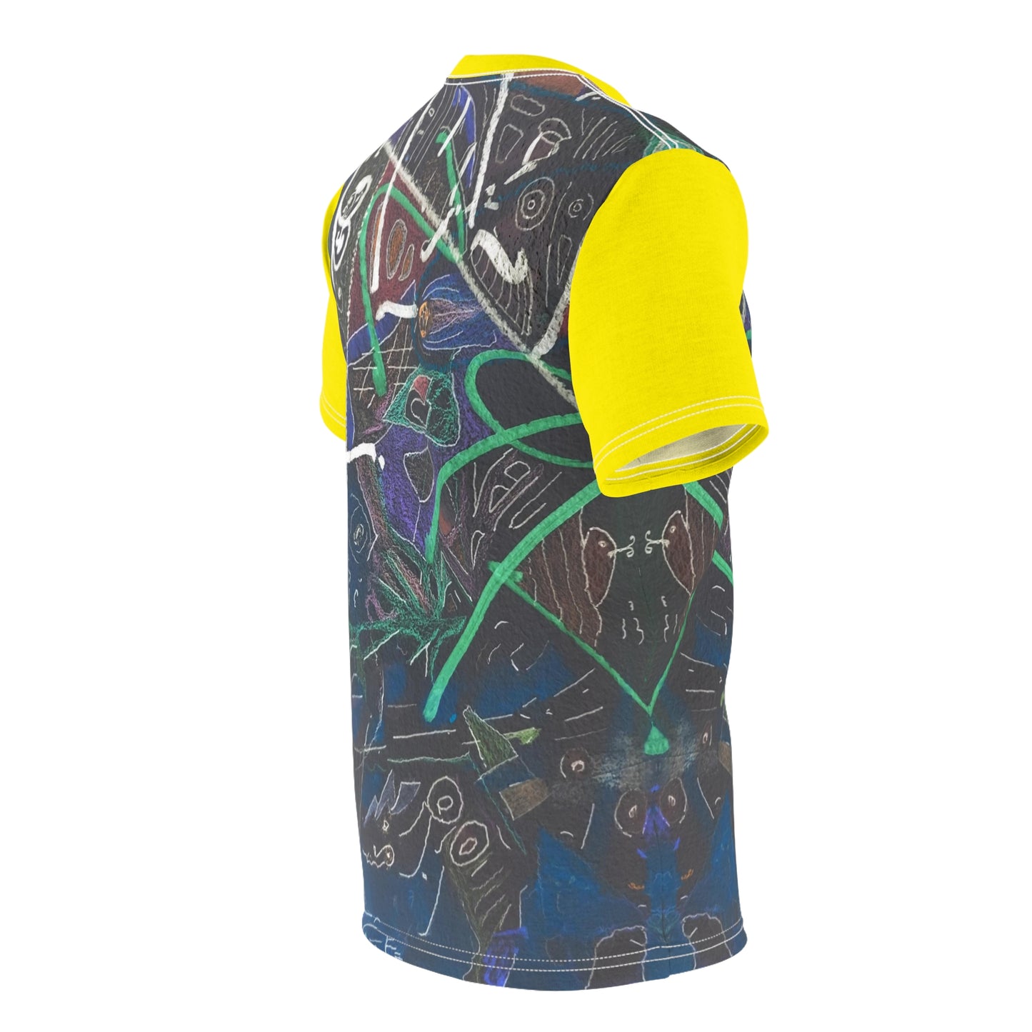 Cyberpunk Tee 02: Neon Yellow Sleeves And a Whale in Dark Waters Summer 2022
