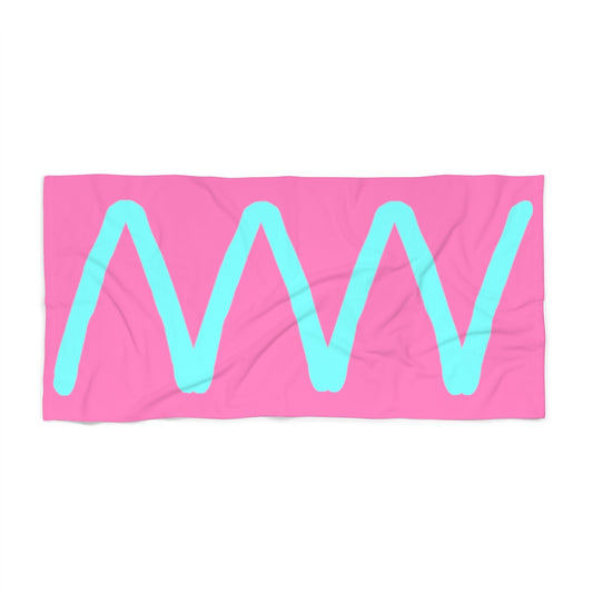 Cool Pink Beach Towel Abstract Blue Wave Summer 2022