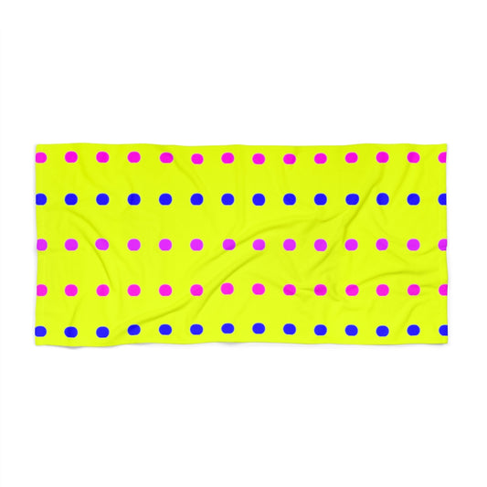 Bright Yellow with Blue, Pink, and Purple Dots Beach Towels Summer 2022!